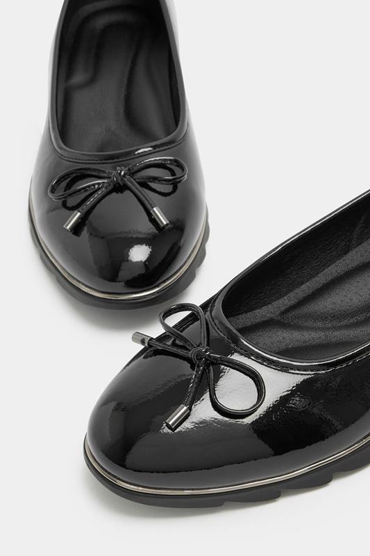 Black Patent Ballet Pumps In Wide E Fit | Yours Clothing 6