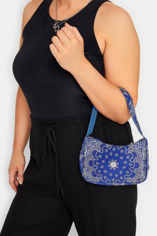 Blue Paisley Print Shoulder Bag | Yours Clothing 1
