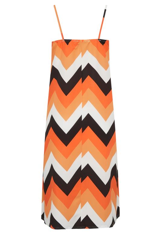 PixieGirl Orange Zig Zag Print Midaxi Slip Dress | PixieGirl 7