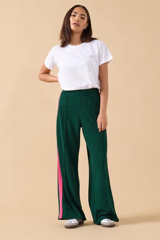 Petite  PixieGirl Petite Green & Pink Side Stripe Trousers