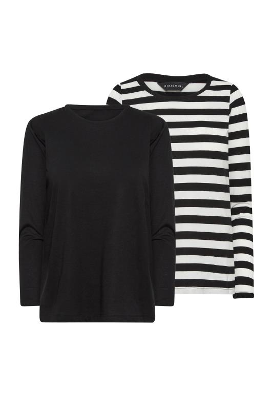 2 PACK Petite Black Stripe Long Sleeve T-Shirt | PixieGirl 7