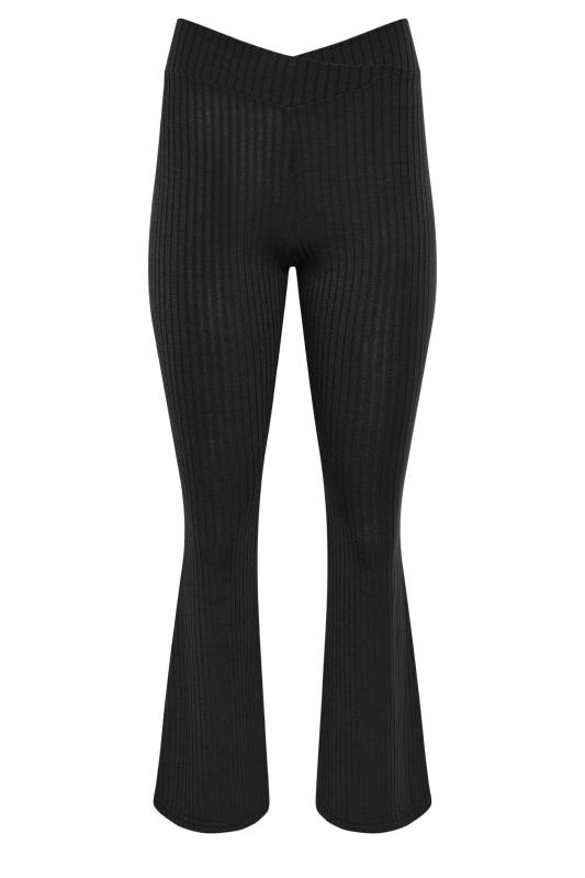 PixieGirl Black V-Waist Ribbed Flare Trousers | PixieGirl 6