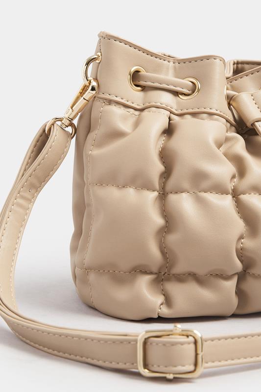 Camel Brown Faux Leather Quilted Bucket Bag | Yours Clothing 3