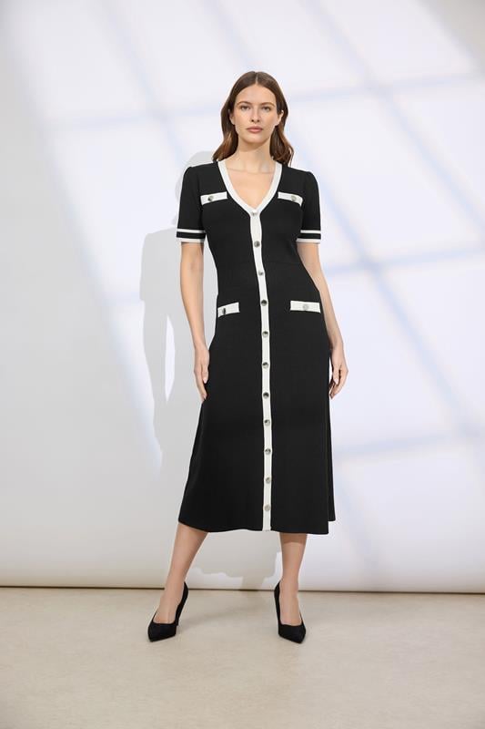 Women's  STAR Black Contrast Knitted Dress