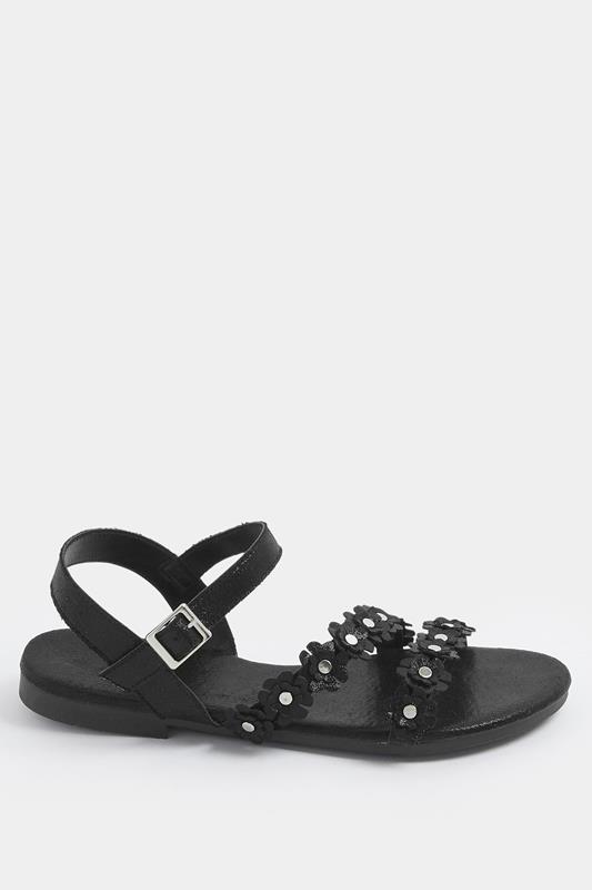 Black Ditsy Floral Sandals In Wide E Fit | Yours Clothing 2