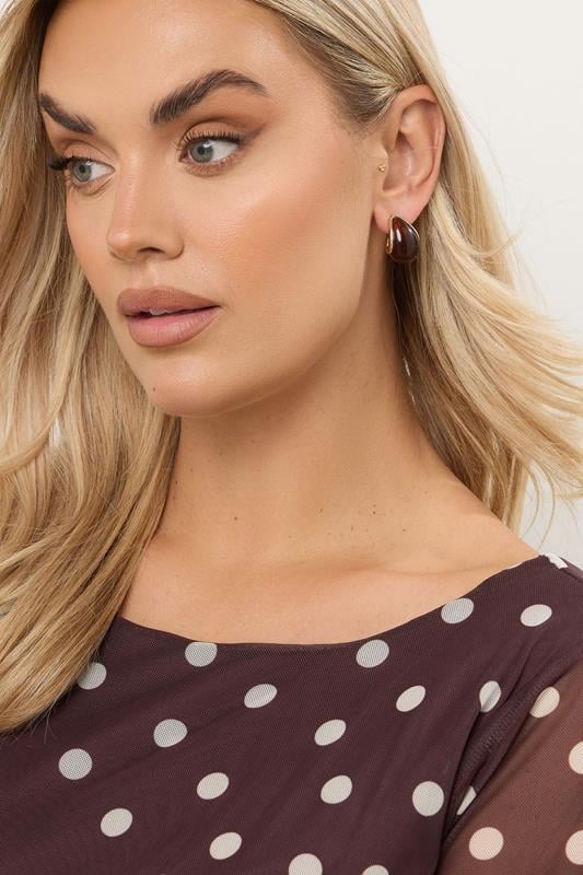 Plus Size  Yours Gold Tone Tortoise Shell Teardrop Stud Earrings