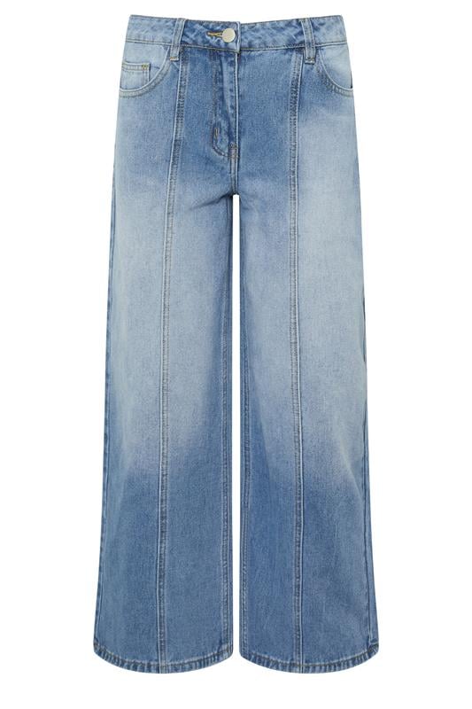 PixieGirl Petite Women's Blue Seam Front Wide Leg Jeans | PixieGirl 5
