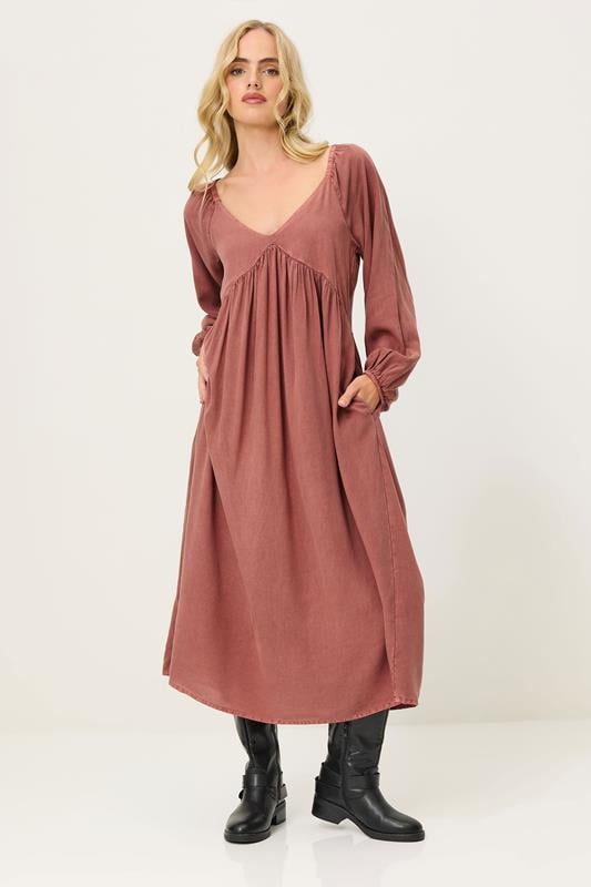 PixieGirl Petite Women's Pink Woven Tie Back Smock Dress | PixieGirl 2
