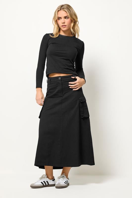 Petite  PixieGirl Petite Black Cargo Maxi Skirt