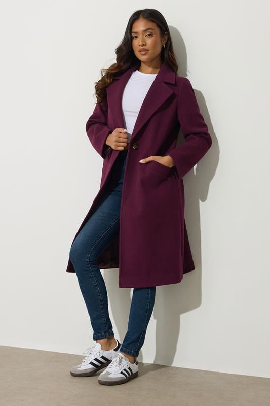 Petite  PixieGirl Petite Burgundy Red Button Formal Coat