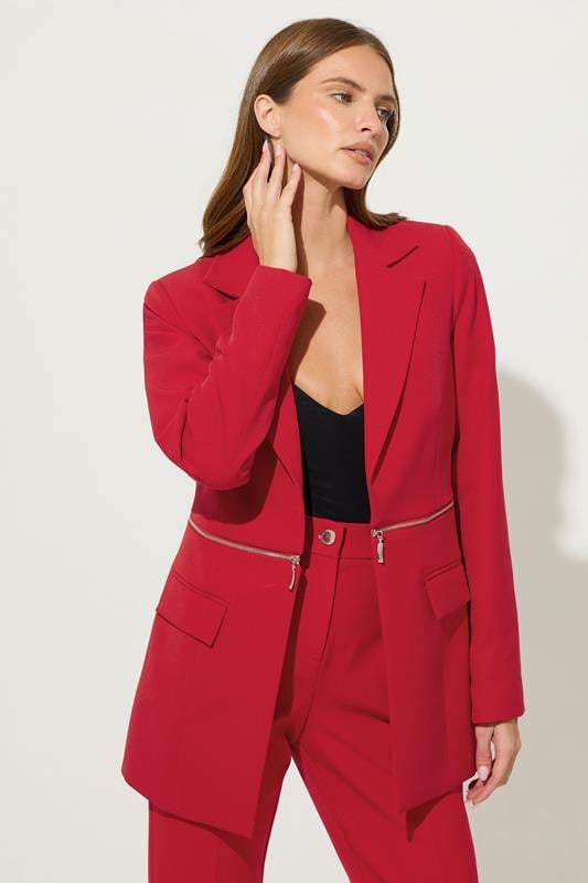 Women's  STAR Red Zip Waist 2-In-1 Blazer