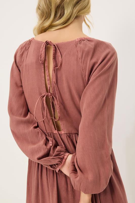 PixieGirl Petite Women's Pink Woven Tie Back Smock Dress | PixieGirl 4