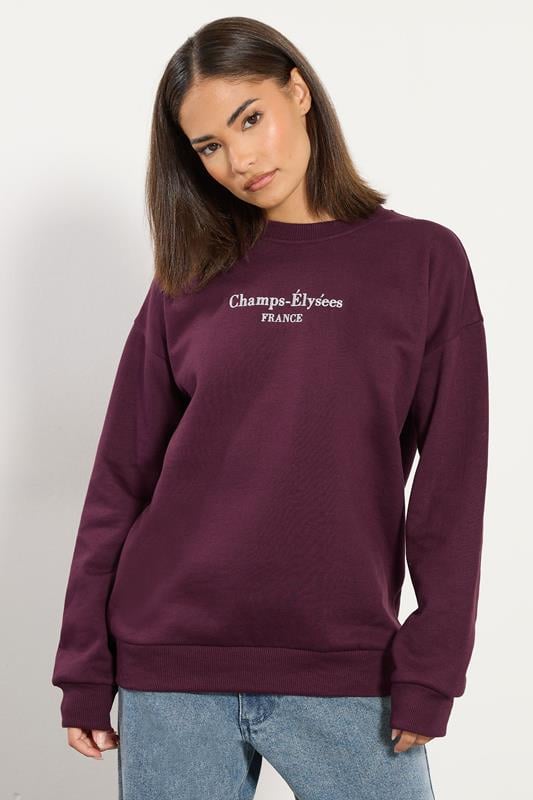 Petite  PixieGirl Petite Burgundy Red Slogan Sweatshirt