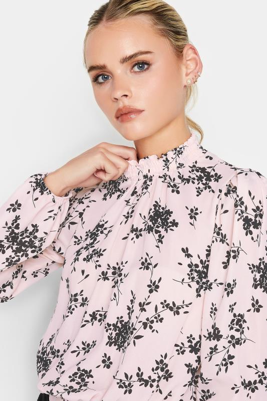 Petite Pink Floral Shirred Neckline Blouse | PixieGirl 4
