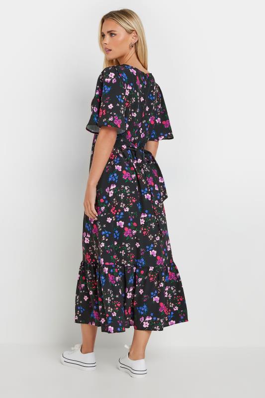 M&Co Petite Black Floral Print Flutter Sleeve Dress | M&Co 2