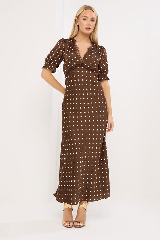 STAR Chocolate Brown Polka Dot Maxi Dress