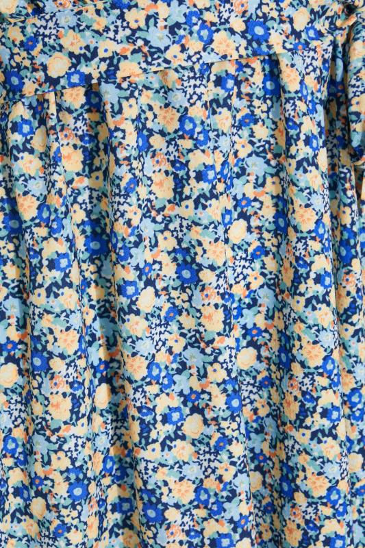 Petite Blue Ditsy Floral Wrap Dress | PixieGirl 5