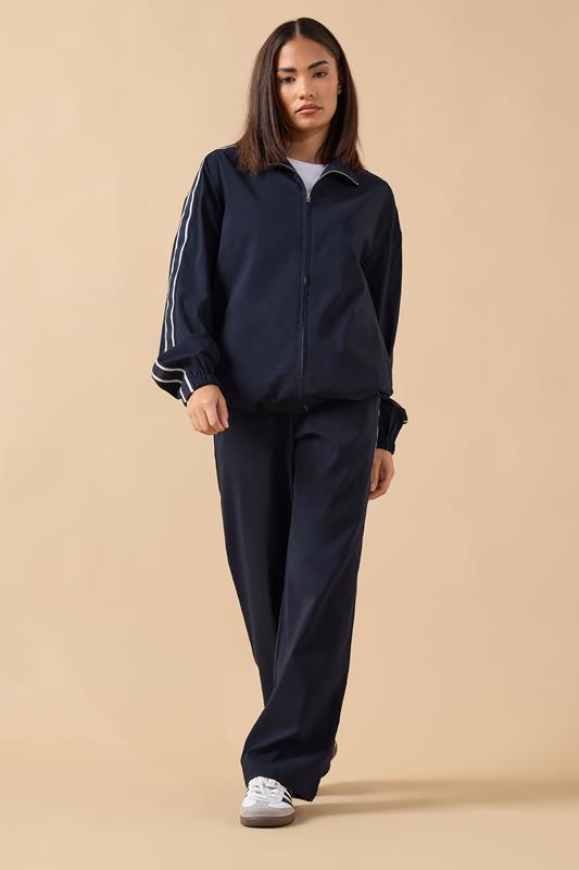 PixieGirl Petite Women's Navy Blue Side Stripe Zip Jacket | PixieGirl 2