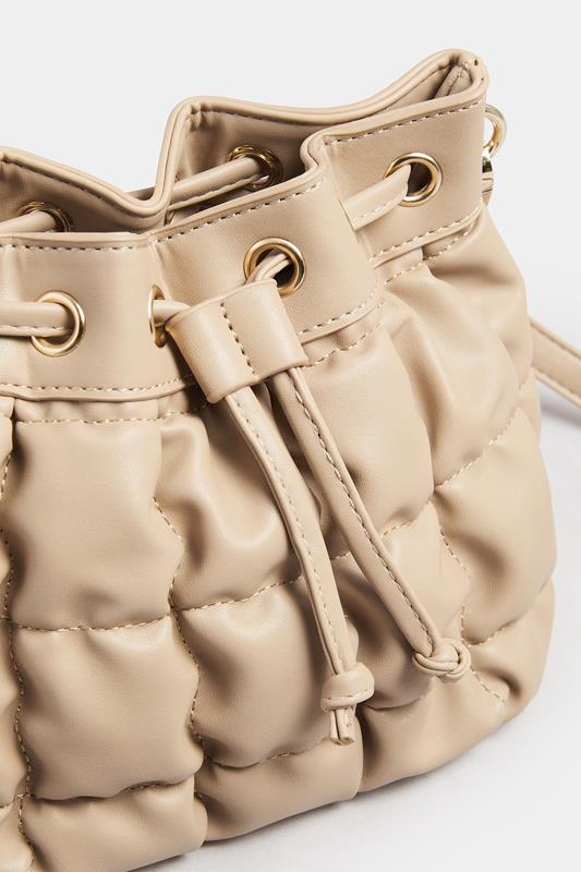 Camel Brown Faux Leather Quilted Bucket Bag | Yours Clothing 4