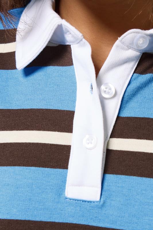 PixieGirl Petite Women's Brown & Blue Striped Rugby T-Shirt | PixieGirl 4