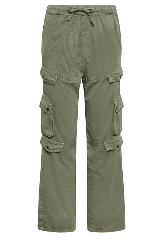 Khaki Green Drawstring Waist Cargo Trousers | PixieGirl 5