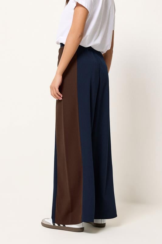 PixieGirl Petite Women's Navy Blue Side Panel Wide Leg Trousers | PixieGirl 2