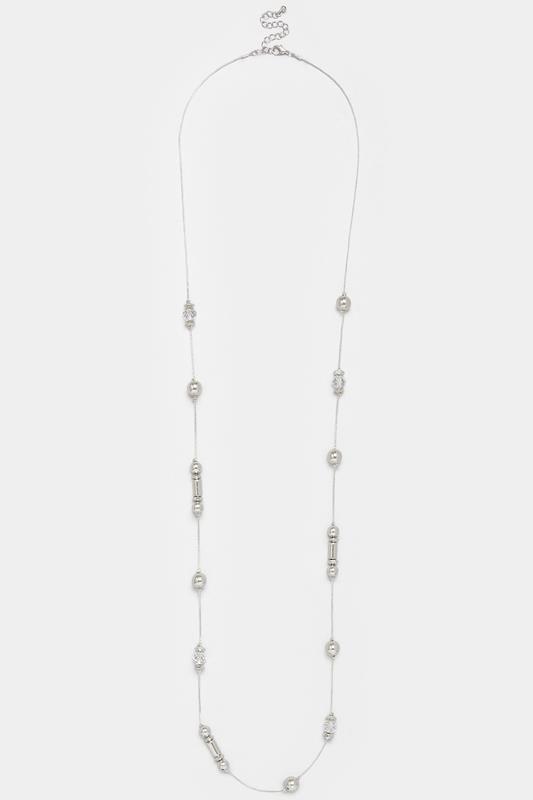 Plus Size  Yours Silver Tone Long Mixed Bead Necklace