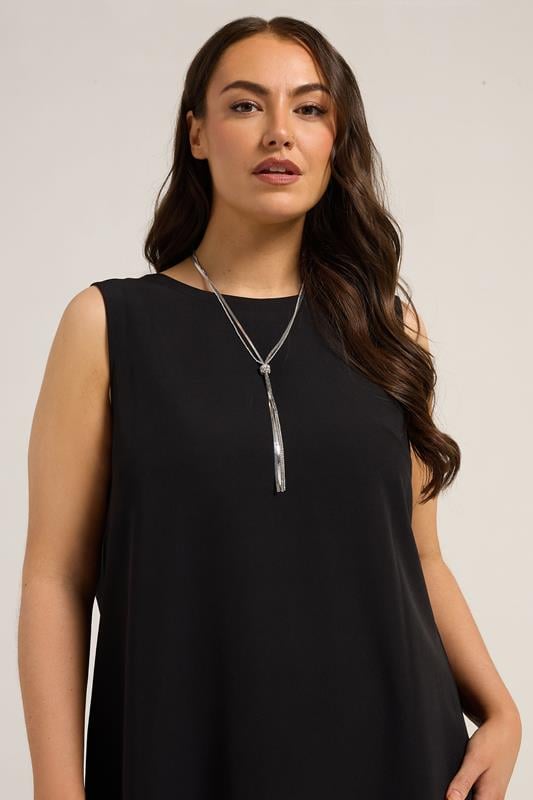 Plus Size  Yours Silver Tone Long Diamante Ball Necklace