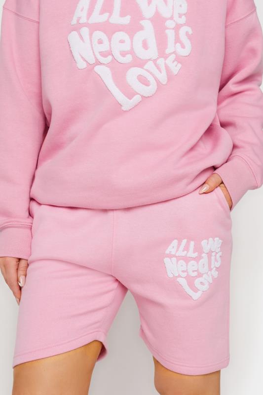 Pink 'All We Need Is Love' Slogan Jogger Shorts | PixieGirl 4