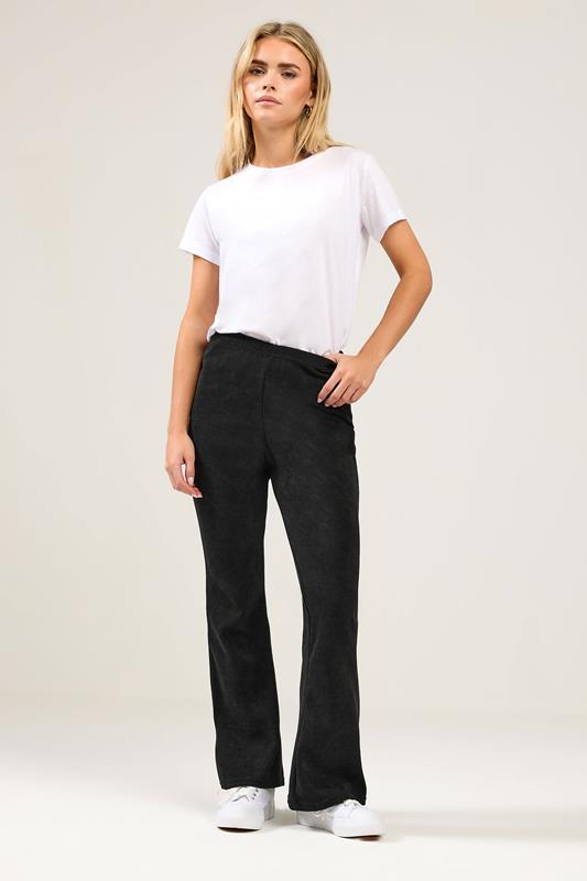 M&Co Petite Black Cord Flare Trousers | M&Co  1