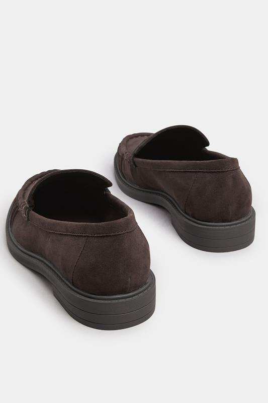 Chocolate Brown Faux Suede Ruched Front Loafers In Extra Wide EEE Fit | Yours Clothing 4