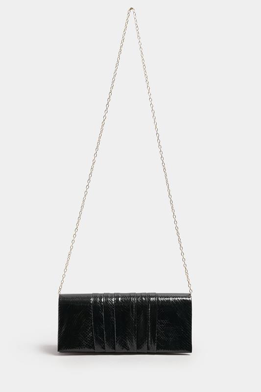 Black Faux Leather Metallic Clutch Bag | Yours Clothing 4