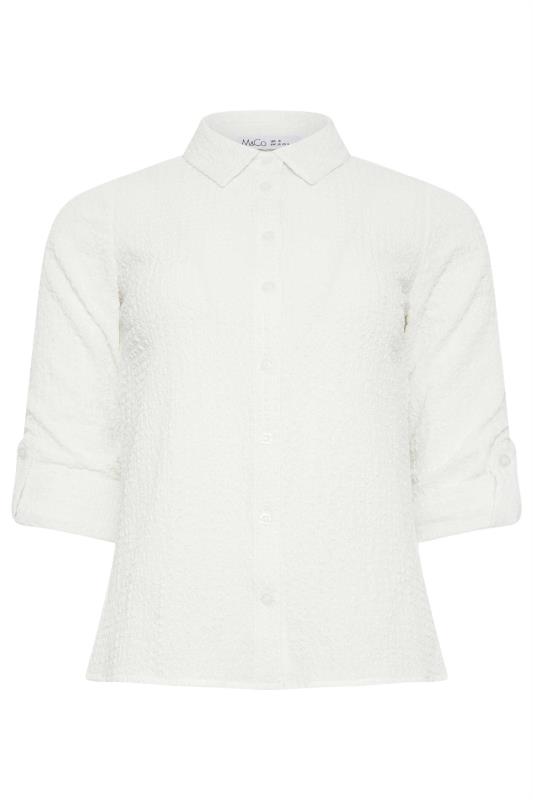 M&Co Petite Ivory White Textured Tab Sleeve Shirt | M&Co 6