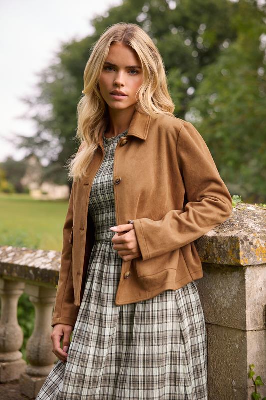 Petite  PixieGirl Petite Camel Brown Suedette Patch Pocket Jacket
