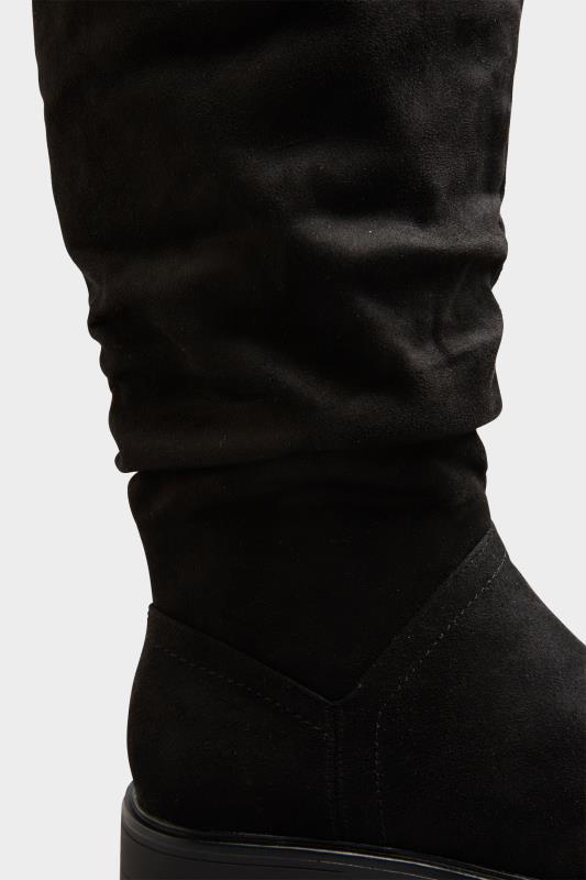 Black Ruched Cleated Boots In Wide E Fit & Extra Wide EEE Fit| Yours Clothing 5