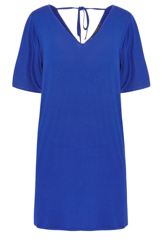 PixieGirl Petite Womens Blue Tie Back T-Shirt Dress | PixieGirl 5