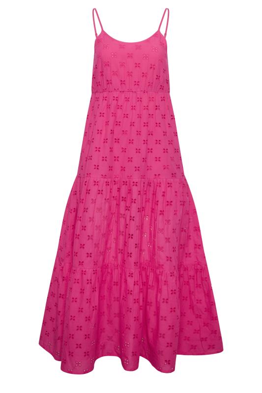 Petite Hot Pink Broderie Strap Maxi Dress | PixieGirl 6