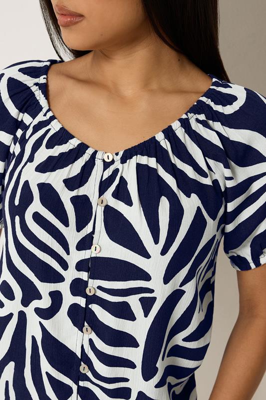 M&Co Petite Navy Blue Abstract Print Blouse | M&Co 4