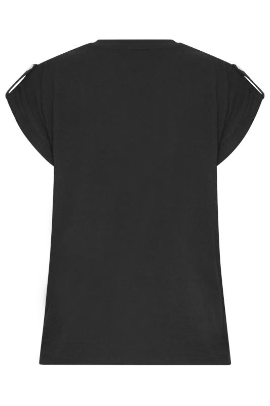 Petite Black Pocket Detail Cotton T-Shirt | PixieGirl 7