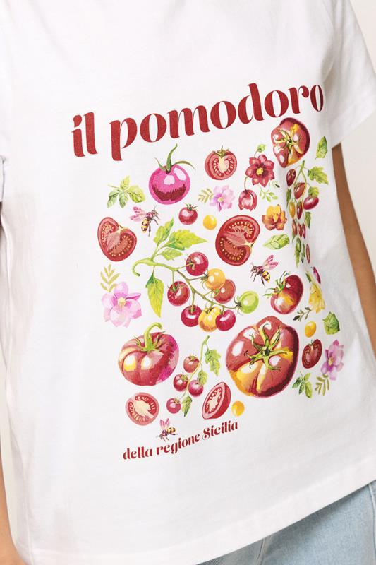 PixieGirl Petite Women's White Tomato Cotton Graphic T-Shirt | PixieGirl 5