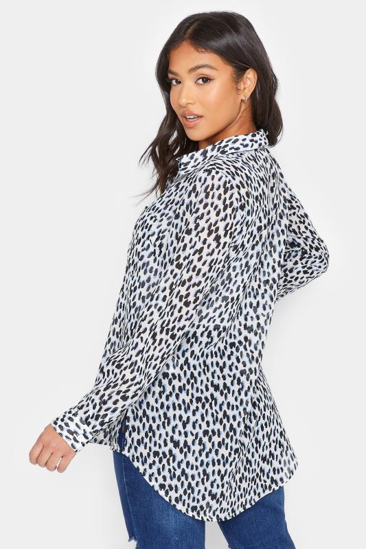 Petite Blue & White Leopard Print Oversized Shirt | PixieGirl 3