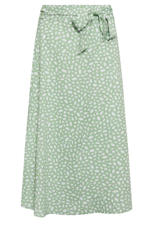 PixieGirl Petite Women's Sage Green Abstract Spot Print Midi Skirt | PixieGirl 5