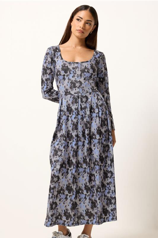  PixieGirl Petite Grey Abstract Midi Dress