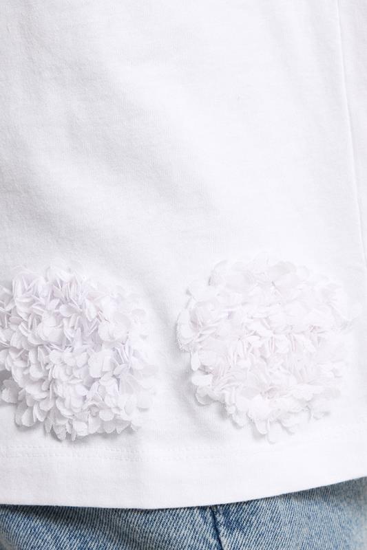 PixieGirl Petite Women's White Flower Hem Cotton T-Shirt | PixieGirl 4