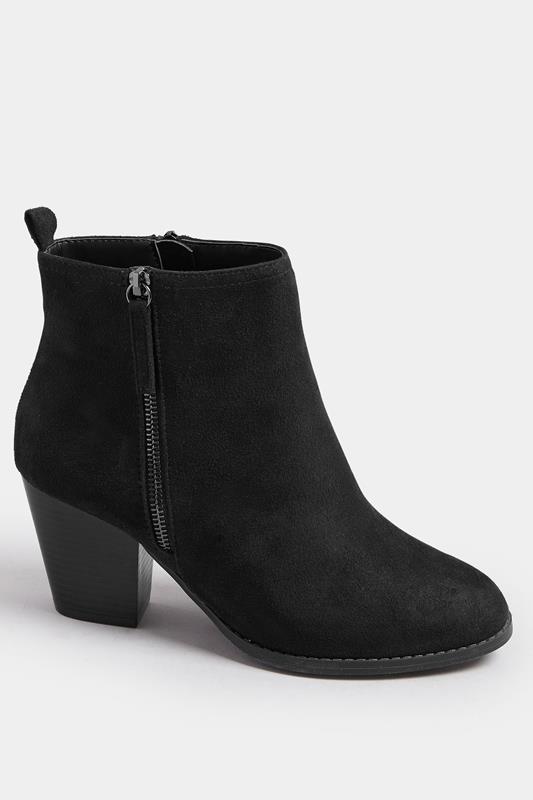 Black Faux Suede Block Heel Ankle Boots In Wide E Fit & Extra Wide EEE Fit | Yours Clothing 4