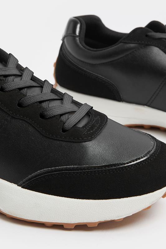 Black Faux Leather Runner Trainers In Extra Wide EEE Fit | Yours Clothing 5