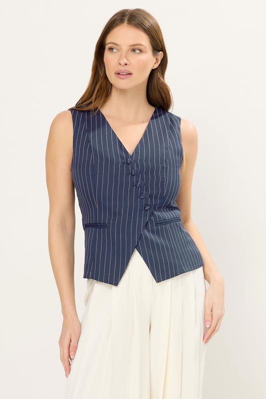 STAR Navy Blue Pinstripe Waistcoat | StarByJM 1