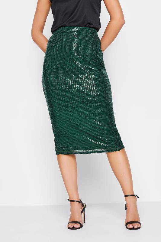 PixieGirl Green Sequin Midi Skirt | PixieGirl  1
