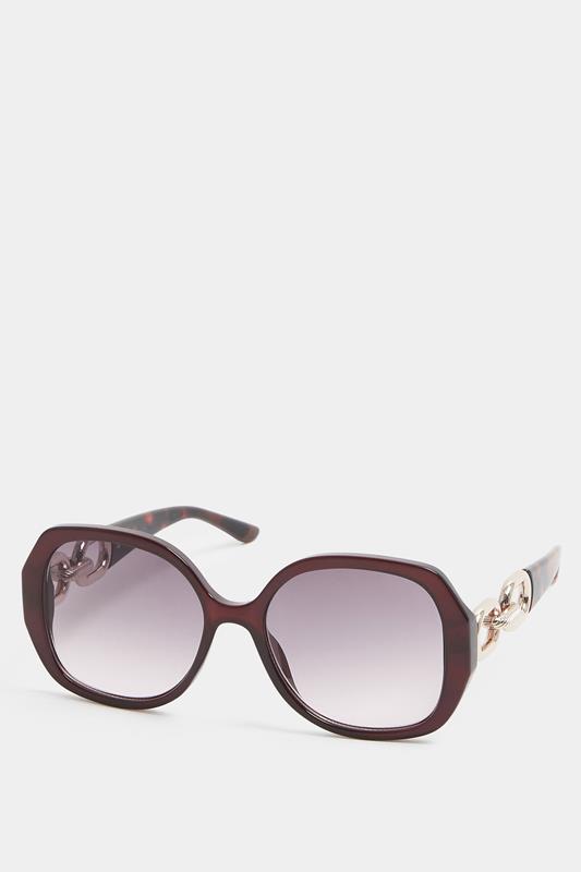 Brown Chain Oversized Sunglasses