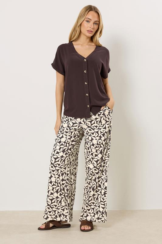 M&Co Brown Floral Wide Leg Trousers | M&Co 2